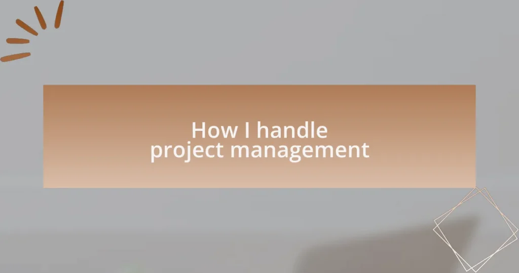 How I handle project management
