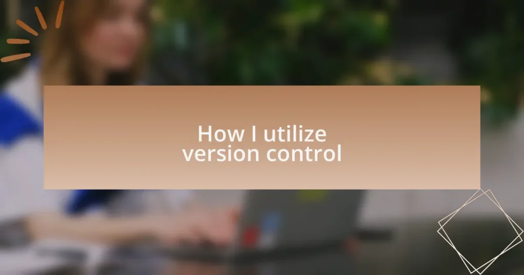 How I utilize version control